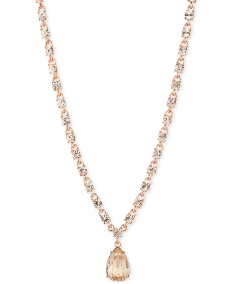 Givenchy Color Crystal Pear-Shape Pendant Necklace, 16" + 3" extender