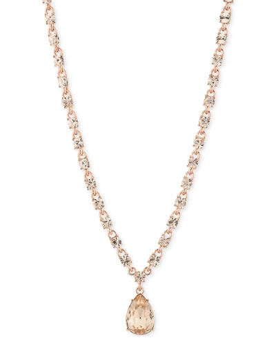 Givenchy Color Crystal Pear-Shape Pendant Necklace, 16" + 3" extender