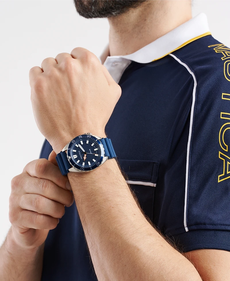 Nautica Men's Analog Blue Silicone Watch, 44mm