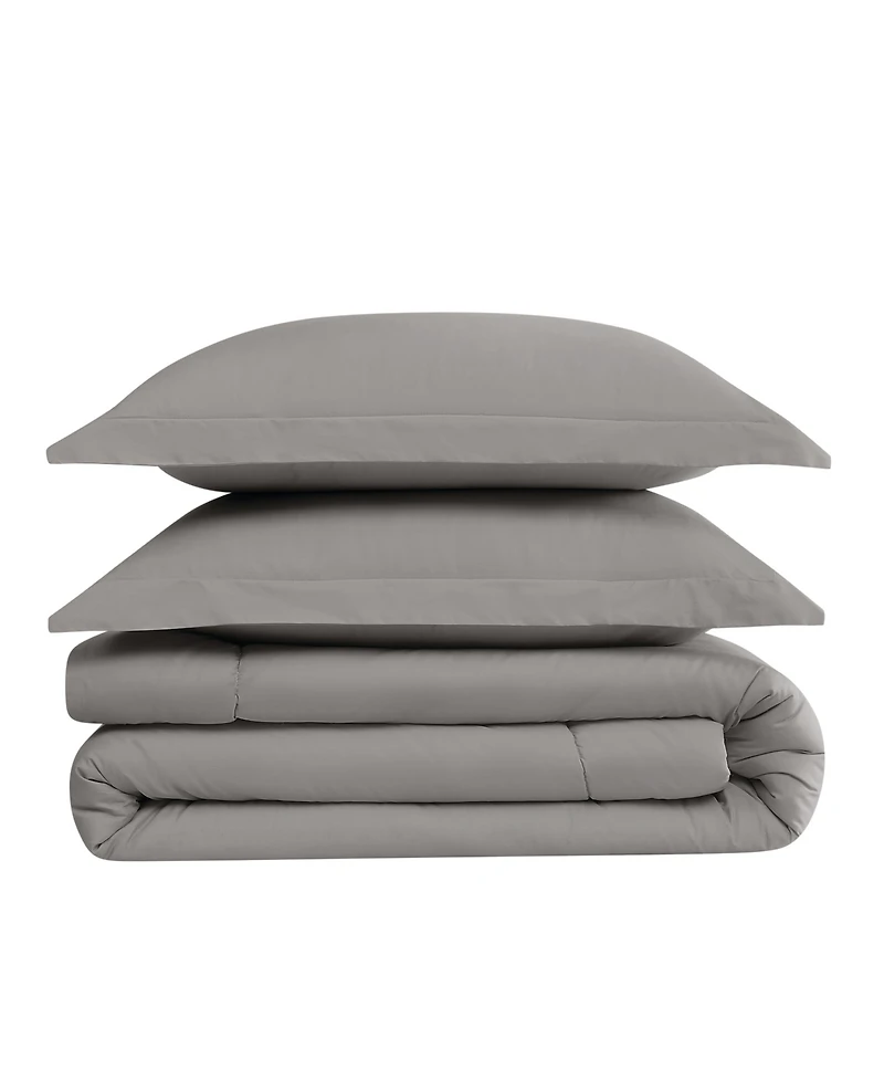 Brooklyn Loom Oversized Cotton Percale 3-Pc. Comforter Set