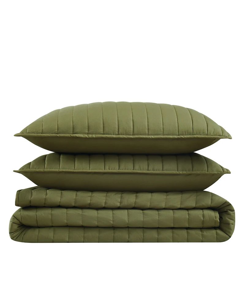 Brooklyn Loom Oversized Cotton Percale 3-Pc. Quilt Set, King