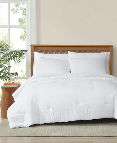 Truly Soft Crinkle Garment Wash Solid 3-Pc. Comforter Set