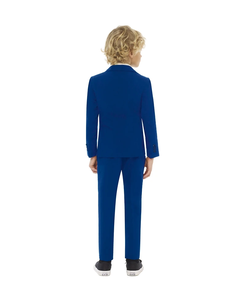 OppoSuits Boys Navy Royale Solid Slim Fit Suit Including Blazer, Pants and Clip-On-Tie
