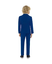 OppoSuits Boys Navy Royale Solid Slim Fit Suit Including Blazer, Pants and Clip-On-Tie