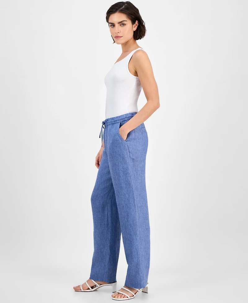 Charter Club Women's 100% Linen Drawstring Pants, Created for Macy's