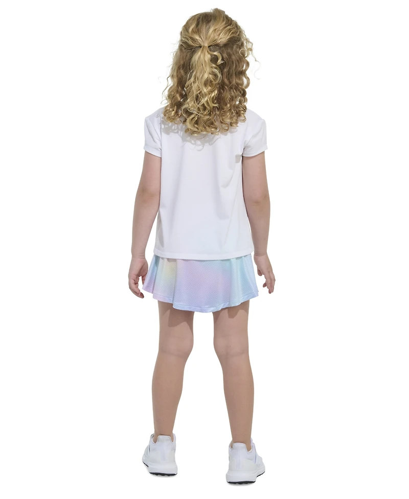 adidas Toddler and Little Girls 2-Piece Pleated T-Shirt and Printed Flounce Skort Set