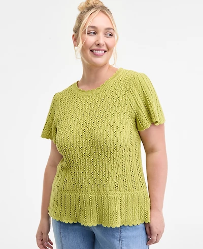 Democracy Trendy Plus Flutter-Sleeve Sweater