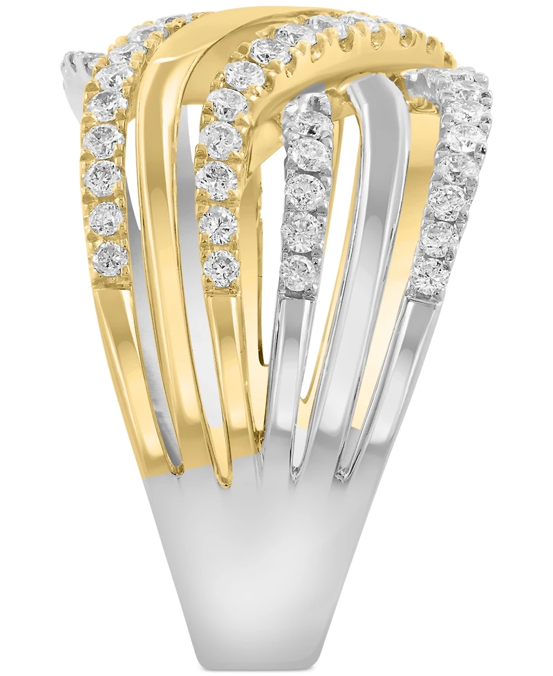 Effy Diamond Multi-Row Crossover Statement Ring (5/8 ct. t.w.) in 14k White & Yellow Gold