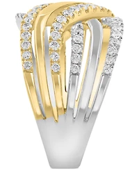 Effy Diamond Multi-Row Crossover Statement Ring (5/8 ct. t.w.) in 14k White & Yellow Gold