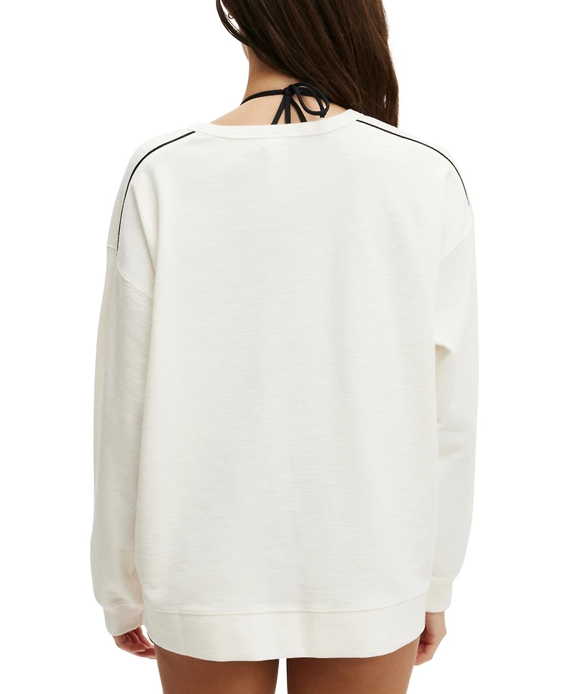 Cotton On Women's Long-Sleeve Ribbed Beach Top