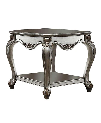 Rustic Solid Wood Side Table with Lower Display Shelf
