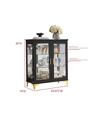 Kings Brand Furniture Cataleya 3-Tier Curio Display Cabinet Organizer with Storage Shelves for Figures & Collection Exhibit Living Room, Bedroom
