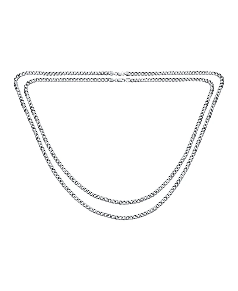 Bling Jewelry Set of 2 Solid 6MM Sterling Silver Miami Cuban Curb Chain Necklace 18 & 20 Inch