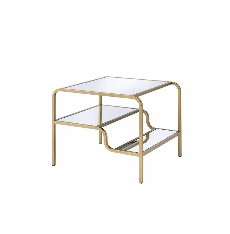 Contemporary Glass End Table with Dual Shelves for Organization