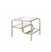 Contemporary Glass End Table with Dual Shelves for Organization