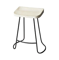 Wood and Iron Backless Counter Height Bar Chair