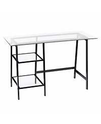 46" Clear and Black Glass Writing Desk