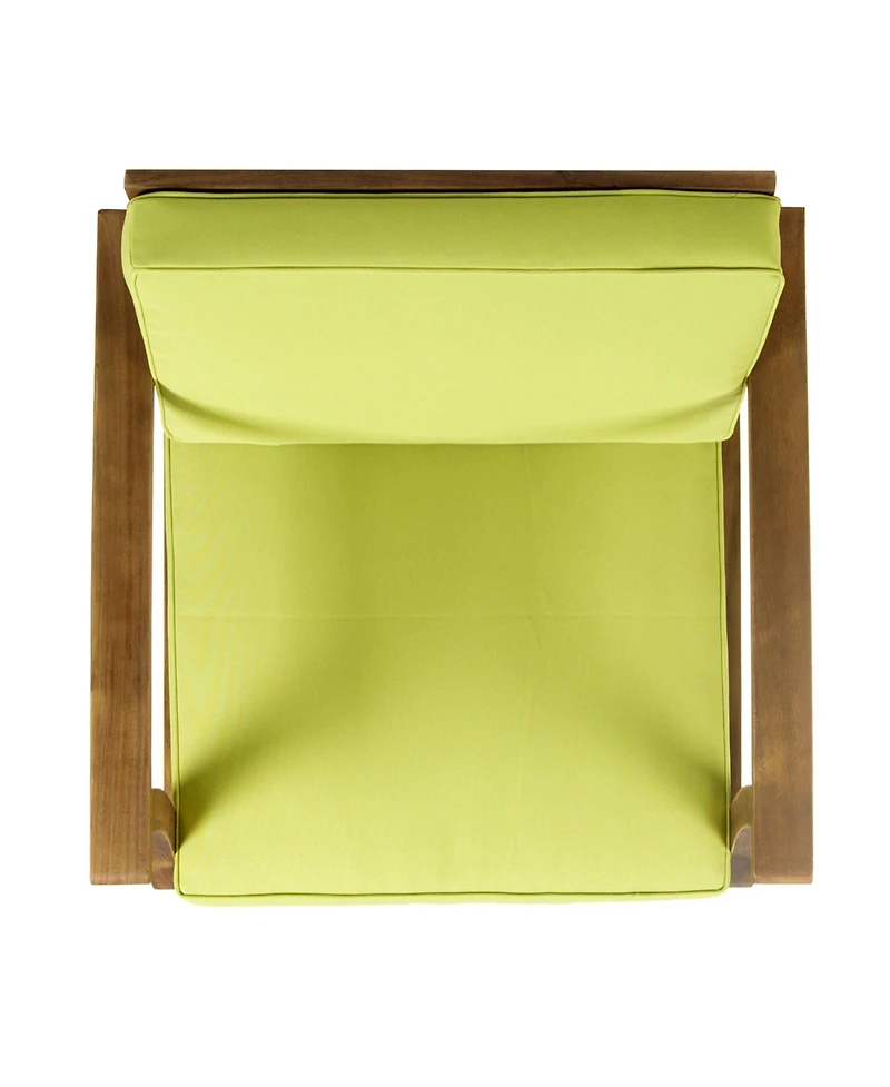 Giancarlo Teak Acacia Wood Outdoor Patio Club Chair with Green Cushions
