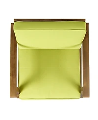 Giancarlo Teak Acacia Wood Outdoor Patio Club Chair with Green Cushions