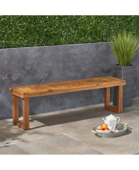 60 inches Natural Acacia Wood Outdoor Bench with Slat Panel Design, Versatile Use for Dining or Relaxation