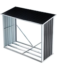 6 ft. W x 3 ft. D Steel Log Storage Shed, Firewood Rack, for Backyard Garden Patio Porch