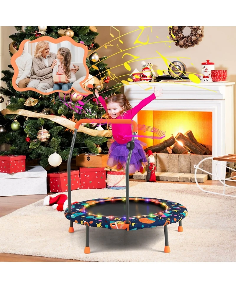 36 Inch Mini Trampoline with Colorful Led Lights and Bluetooth Speaker