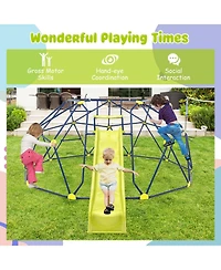13.3 Ft Climbing Dome Geometric Dome Climber with Extended Wavy Slide and 2 Rest Platforms