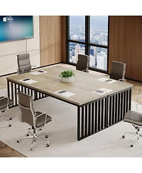 Tribesigns 6.5 ft Conference Table with Metal Legs for 4-6, Long Meeting Negotiation Training Seminar
