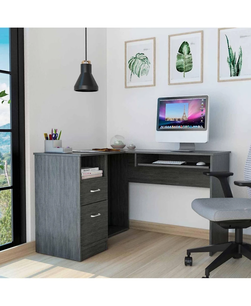 L-Shape Corner Desk with Dual Drawers – Stylish and Functional Computer Desk