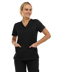 Medichic Women's Eleanor 3-Pocket Stretch V-Neck Scrub Top Shocking Pink Medium