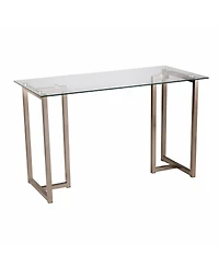48" Clear and Champagne Glass Writing Desk