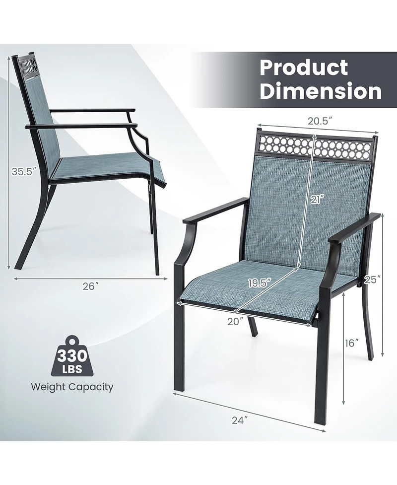 Patio Chairs Set of 2 with All Weather Breathable Fabric
