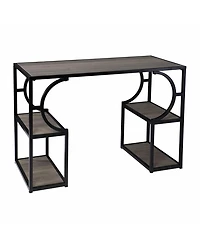 Modern Farmhouse Writing Desk – Solid Wood Top & Iron Frame with Storage