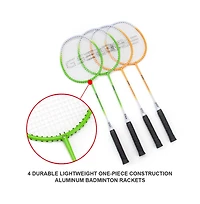 Professional Badminton Set, Outdoor Sports Net Game Set with Badminton Net, 4 Badminton Rackets, 3 Shuttlecocks, Boundary Line. Great for Backyards, P