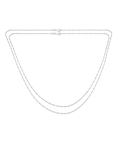 Bling Jewelry Set of 2 Thin 1.5MM Sterling Silver Singapore Rope Chain Necklace Made in Italy & Inch