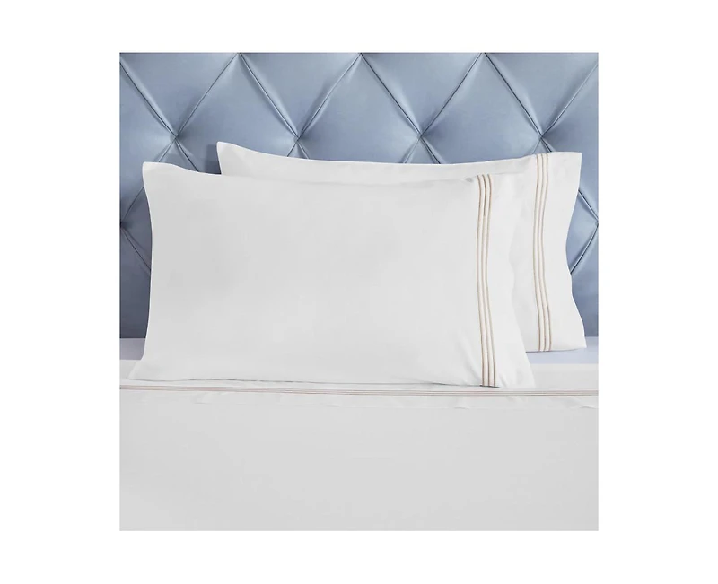 Superior Brandon Cotton Three-Line Embroidered Deep Pocket Bed Sheet Set, California King