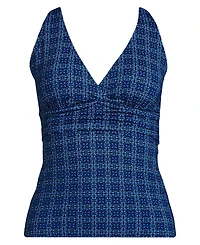 Lands' End Women's Long V-Neck Plunge X Back Tankini Top