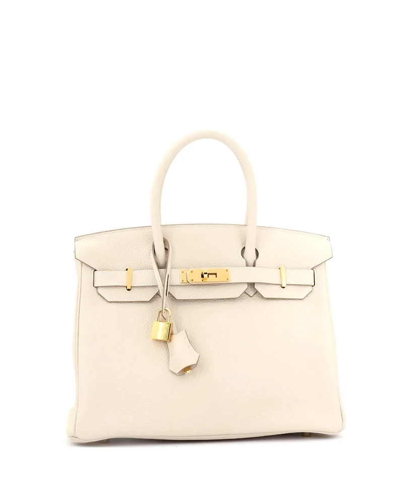 Pre-Owned Hermes Birkin 30 Handbag Light Clemence with Gold Hardware