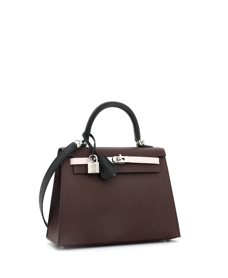 Pre-Owned Hermes Kelly 25 Handbag Tricolor Epsom with Palladium Hardware