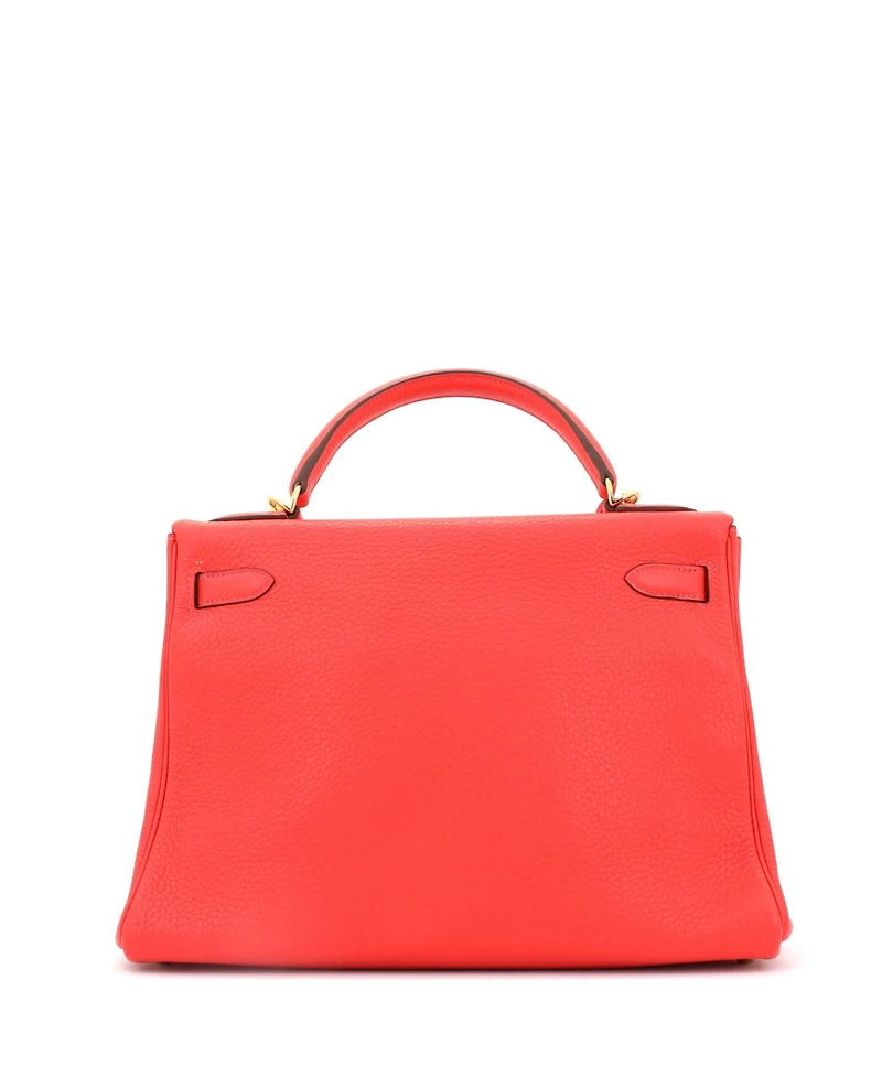 Pre-Owned Hermes Kelly 32 Handbag Pink Clemence with Gold Hardware