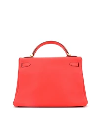 Pre-Owned Hermes Kelly 32 Handbag Pink Clemence with Gold Hardware
