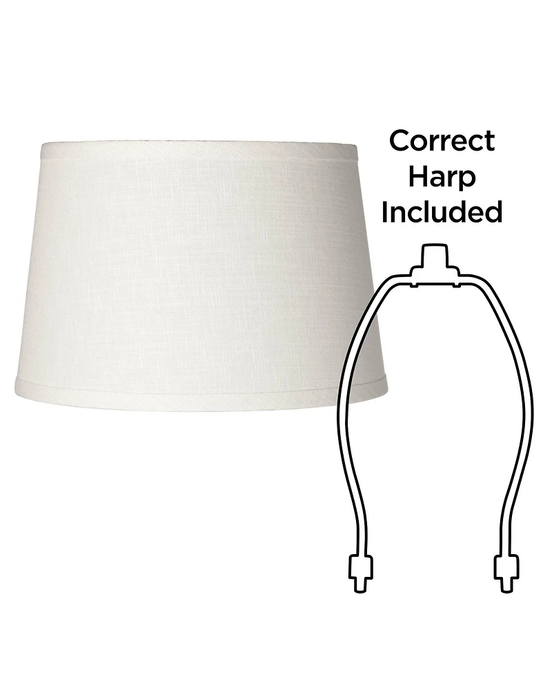 Springcrest White Linen Small Drum Lamp Shade 10" Top x 12" Bottom x 8" High (Spider) Replacement with Harp and Finial