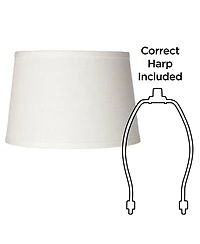 Springcrest White Linen Small Drum Lamp Shade 10" Top x 12" Bottom x 8" High (Spider) Replacement with Harp and Finial