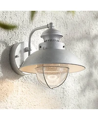John Timberland Rustic Industrial Farmhouse Outdoor Barn Light Fixture Galvanized Led 8 1/2" Seedy Glass Dome Shade for Exterior Barn Deck House