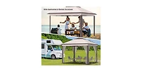 11 x 11 Feet 2-Tier Pop-Up Gazebo Tent Portable Canopy Shelter Carry Bag Mesh