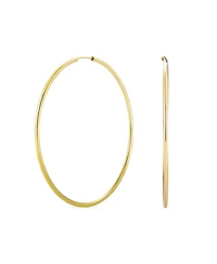 Bling Jewelry Timeless Minimalist Endless Continuous Lightweight Simple Thin 2-3mm Tube Hoop Earrings Gold Plated Polished Finish 1.75,2, 2.5 2.75 Inc