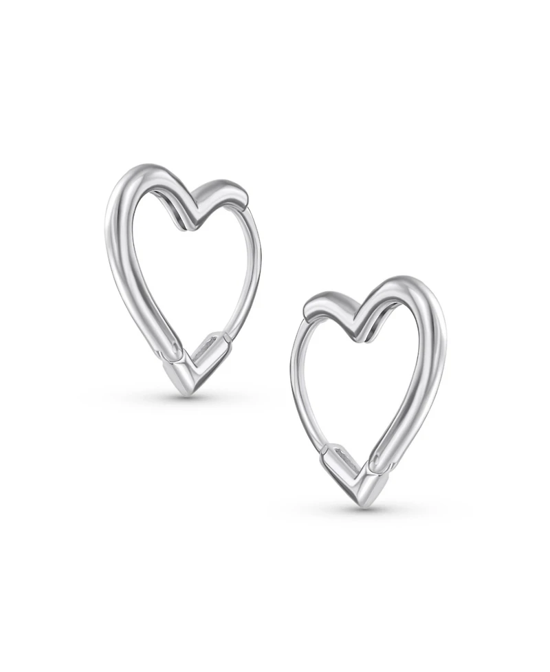 Bling Jewelry Romantic Heart Shaped Mini Hoop Huggie Earrings Sterling Silver .75 Inch