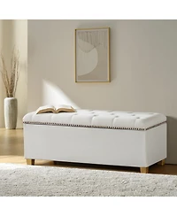 Lauris Classic Tufted Design Storage Bench with Nailhead Trim