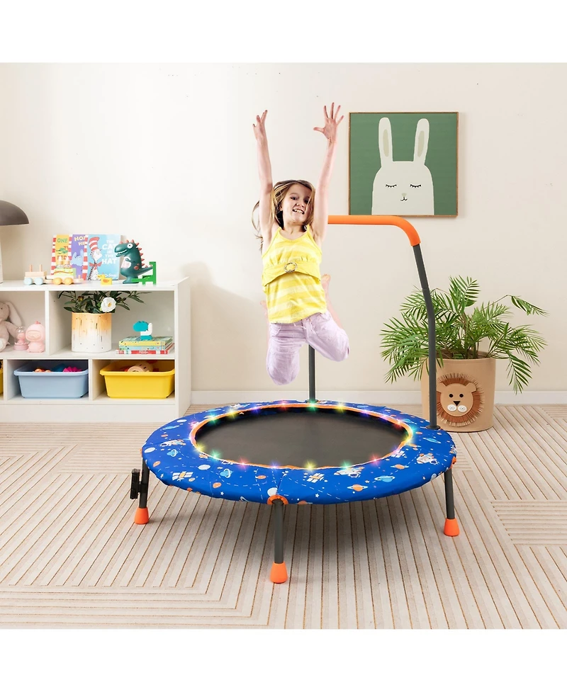 36 Inch Mini Trampoline with Colorful Led Lights and Bluetooth Speaker