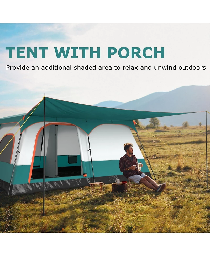 6-8 Person Camping Tent with Double Rooms and 2 Doors